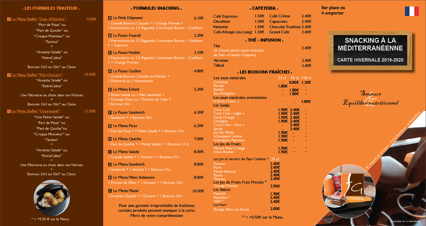 Carte Snacking Le Fournil de Gilles